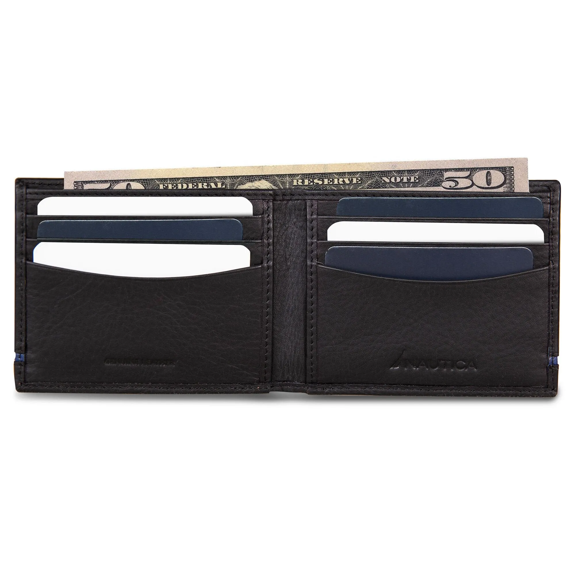 Nautica Mens Leather Bifold Wallet