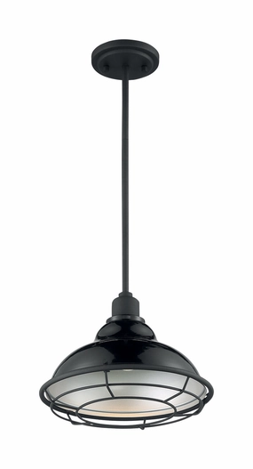 Newbridge One Light Pendant Gloss Black / Silver Outdoor Hanging Lights Lighting premium