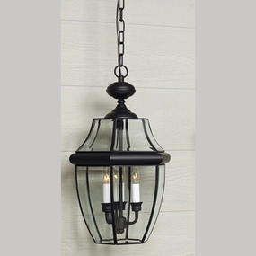 Newbury Three Light Outdoor Hanging Lantern Mystic Black Outdoor Hanging Lights Lighting premium