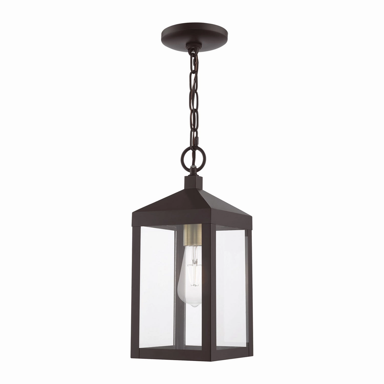 Nyack One Light Outdoor Pendant Bronze w/ Antique Brass Cluster Modern Outdoor Hanging Lights
