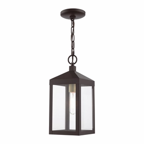 Nyack One Light Outdoor Pendant Bronze w/ Antique Brass Cluster Outdoor Hanging Lights Lighting value pack