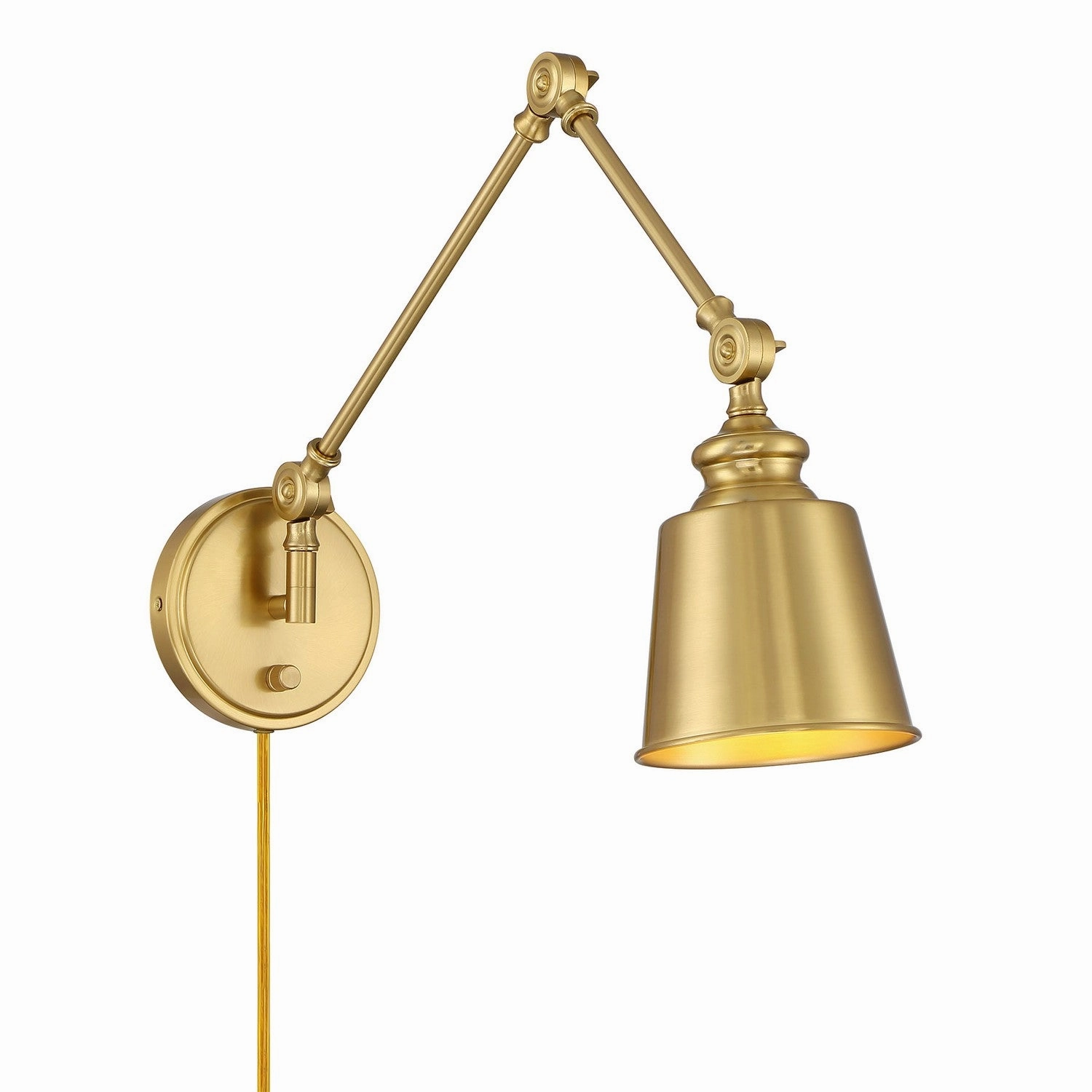 One Light Wall Sconce (Set of 2) Natural Brass Budget Wall Lights now available