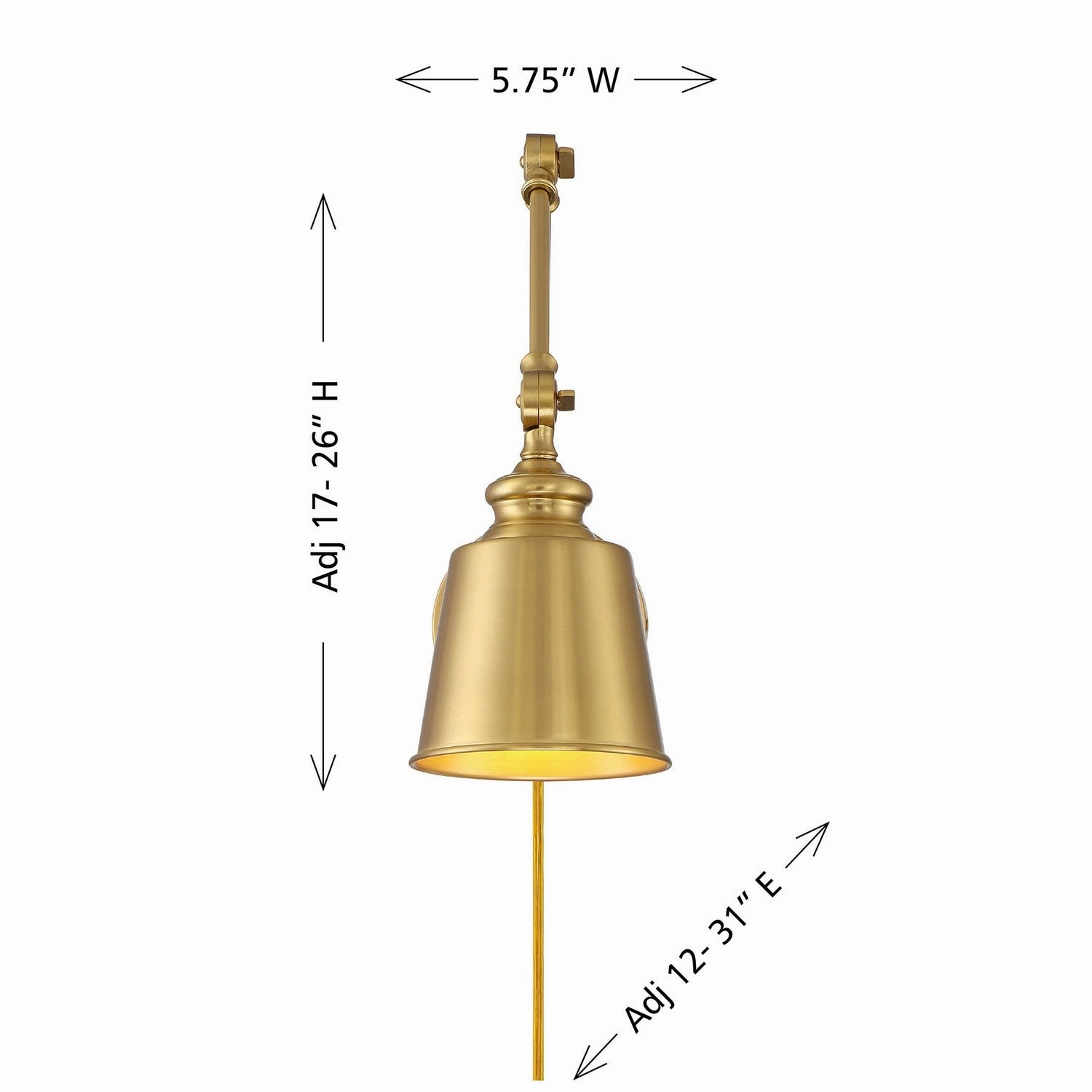 One Light Wall Sconce (Set of 2) Natural Brass Budget Wall Lights now available