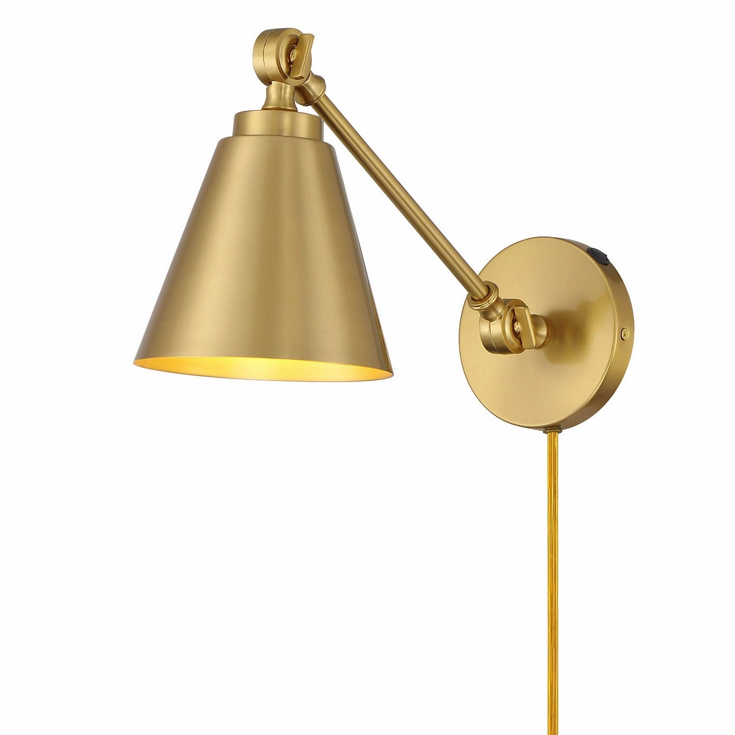 One Light Wall Sconce (Set of 2) Natural Brass Budget Wall Lights now available