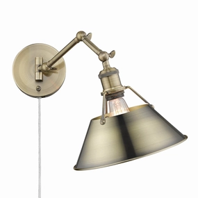 Orwell One Light Wall Sconce Aged Brass Wall Lights for decor discount
