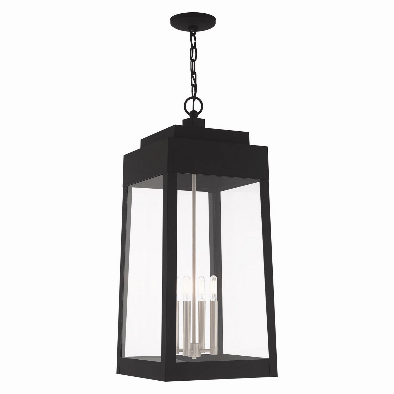 Oslo Four Light Outdoor Pendant Black w/ Brushed Nickels Outdoor Hanging Lights Lighting value pack