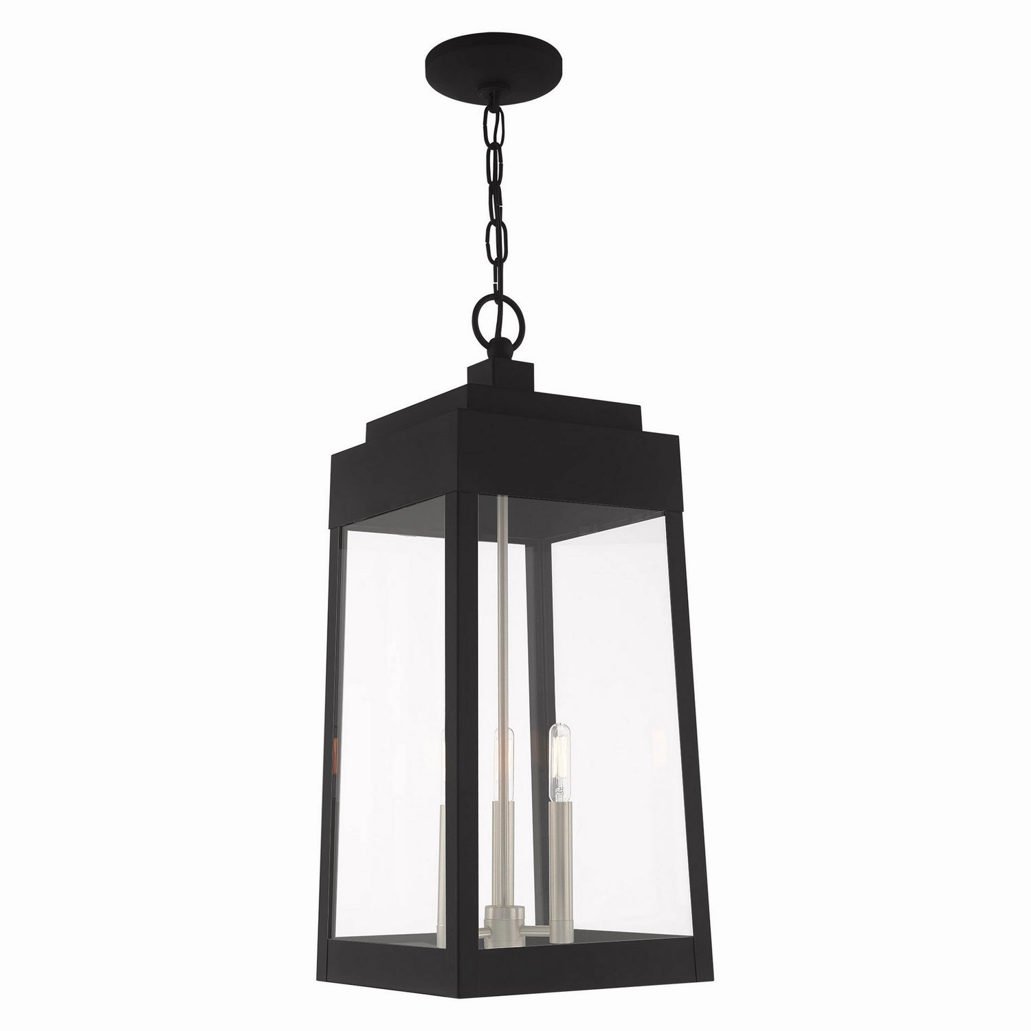 Oslo Three Light Outdoor Pendant Black w/ Brushed Nickels Outdoor Hanging Lights Lighting value pack