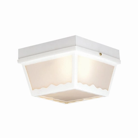 Outdoor Essentials Two Light Flush Mount White Outdoor Ceiling Mount Lighting clearance