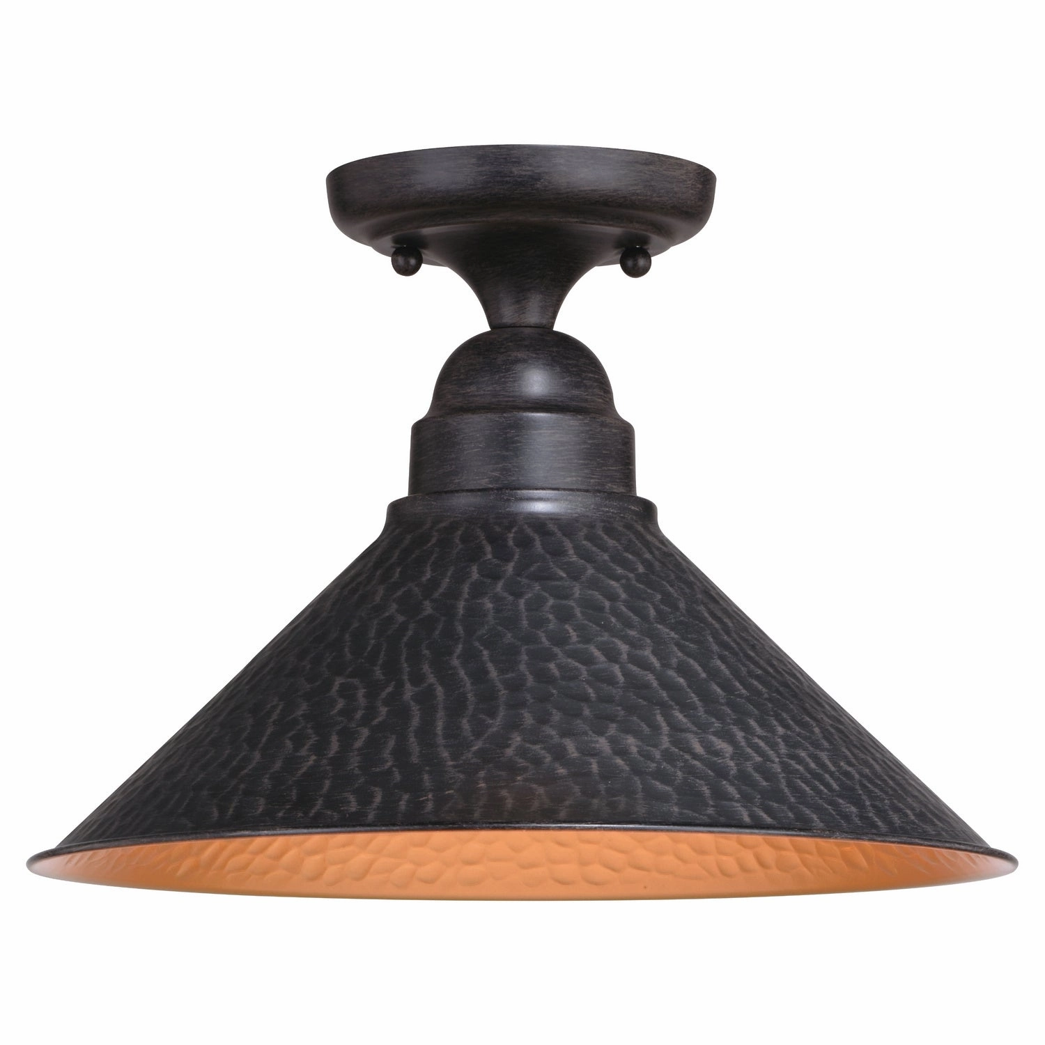 Outland One Light Outdoor Semi Flush Mount Aged Iron and Light Gold Outdoor Ceiling Mount Lighting flash sale