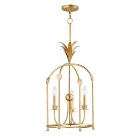 Paloma Three Light Foyer Pendant Gold Leaf Ceiling Lights Lighting cheap deals