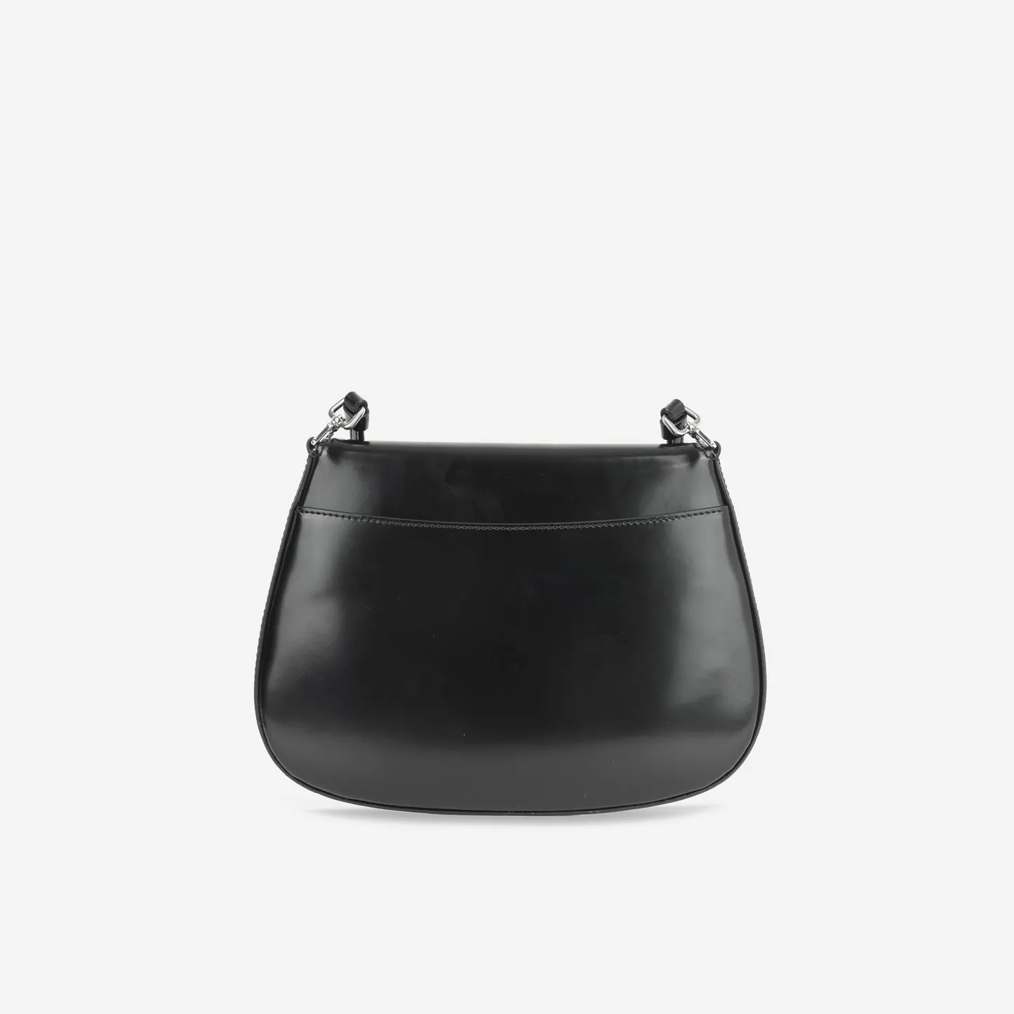 Prada Prada - Small Cleo Brushed Leather Shoulder Bag with Flap - Black -