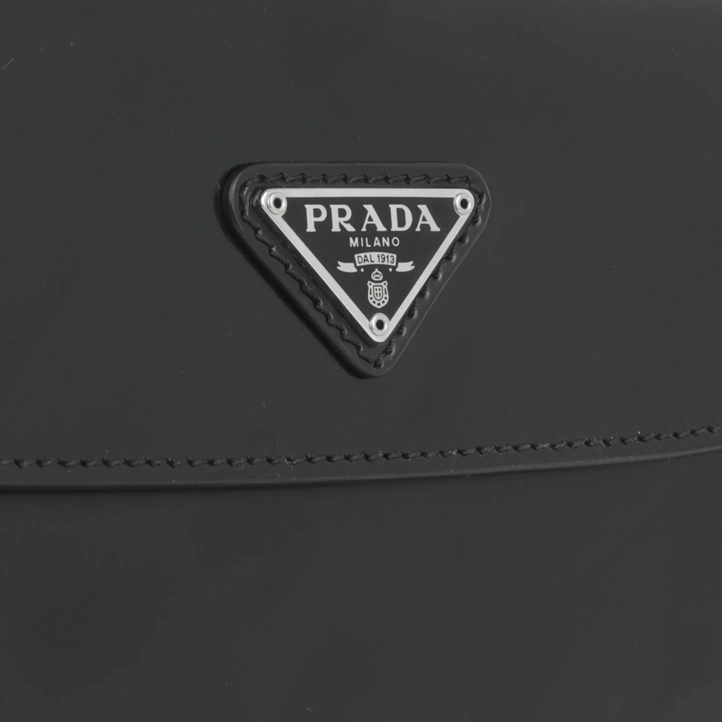 Prada Prada - Small Cleo Brushed Leather Shoulder Bag with Flap - Black -