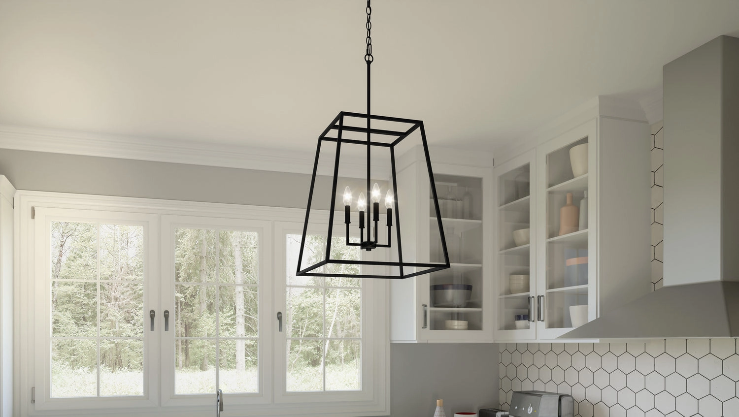 Prescott Four Light Pendant Matte Black Cheap Ceiling Lights available
