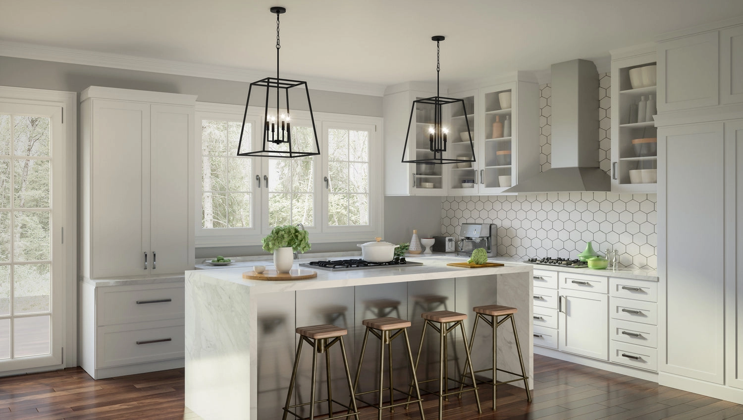 Prescott Four Light Pendant Matte Black Cheap Ceiling Lights available