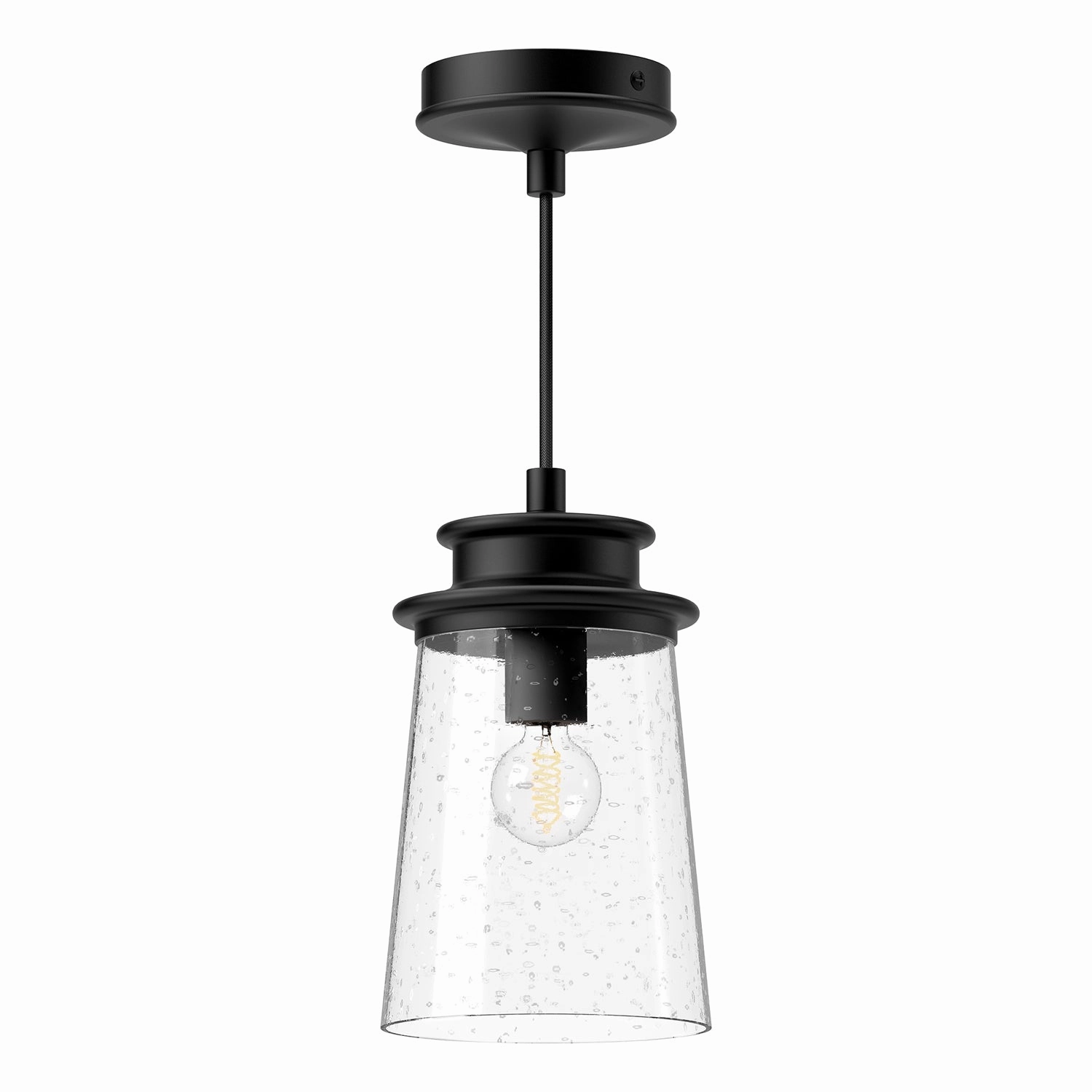 Quincy One Light Exterior Pendant Clear Bubble Glass/Textured Black Hanging Lantern Lights deals