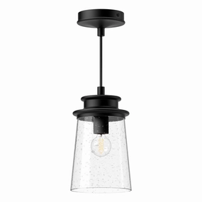 Quincy One Light Exterior Pendant Clear Bubble Glass/Textured Black Outdoor Hanging Lights Lighting best seller