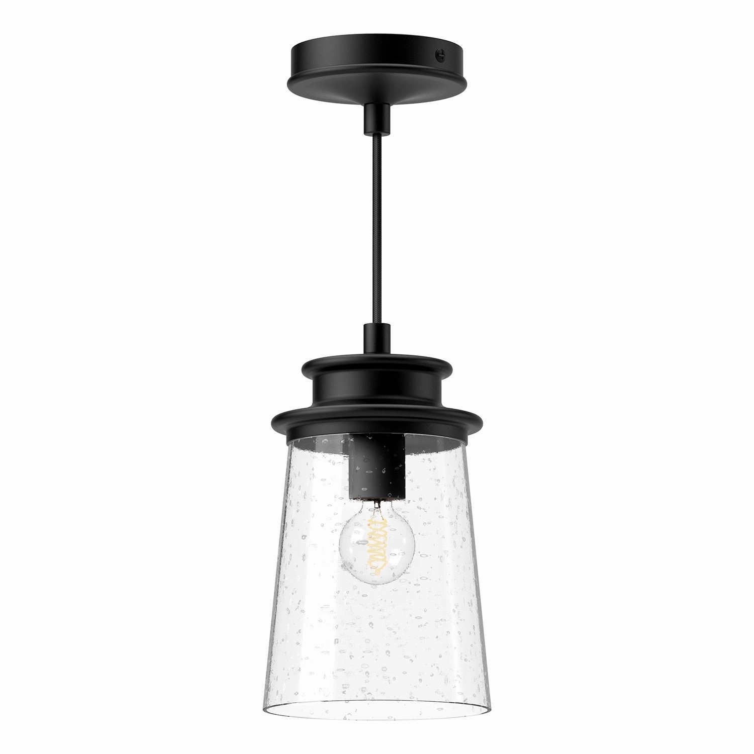 Quincy One Light Exterior Pendant Clear Bubble Glass/Textured Black Outdoor Hanging Lights Lighting best seller