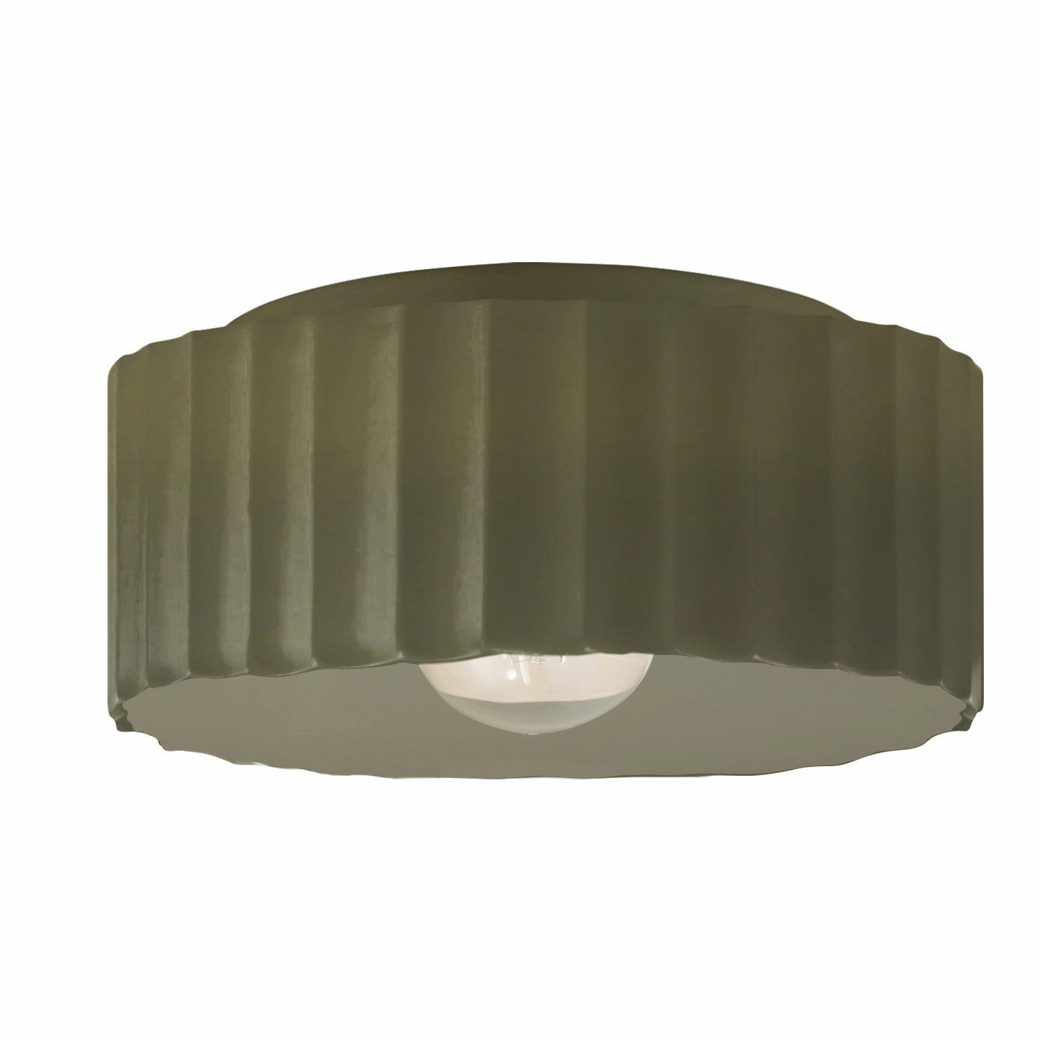 Radiance One Light Outdoor Flush Mount Matte Green Outdoor Ceiling Mount Lighting flash sale