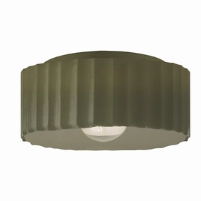 Radiance One Light Outdoor Flush Mount Matte Green Outdoor Ceiling Mount Lighting flash sale