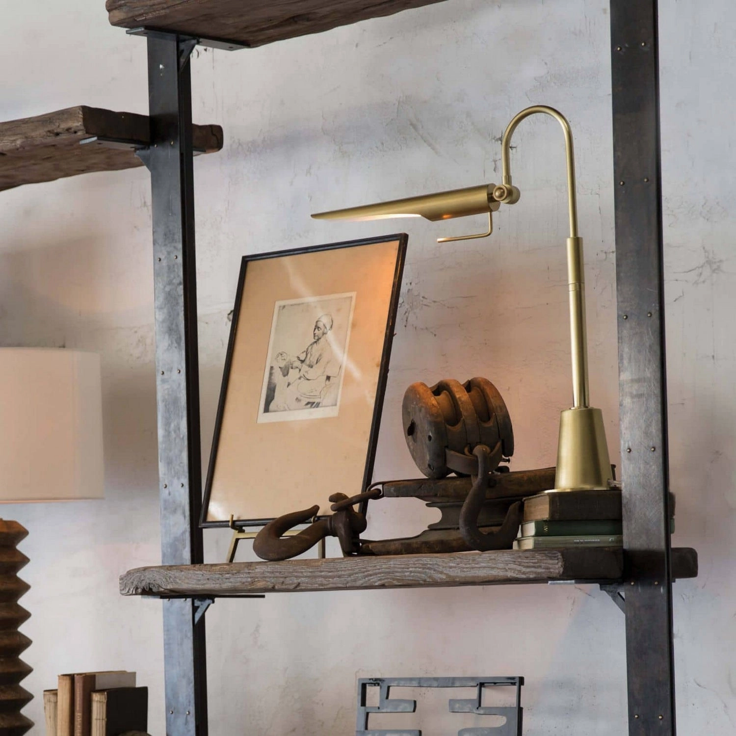 Raven One Light Table Lamp Natural Brass Desk Lamps online discount