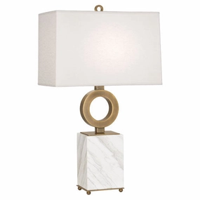 Robert Abbey Lighting 405 Oculus Lamp Warm Brass W/ White Marble Base Sale on Modern Lamps