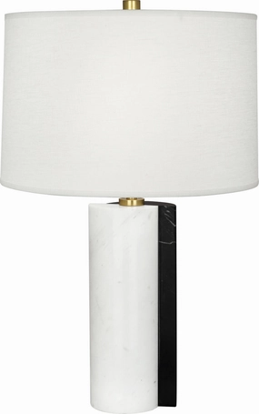 Robert Abbey Lighting 889 Jonathan Adler Canaan Lamp Carrara And Black Marble Base W/Antique Brass Sale on Modern Lamps