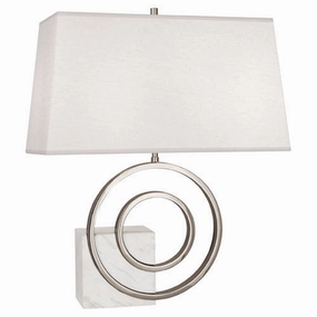 Robert Abbey Lighting R910 Jonathan Adler Saturn Lamp Polished Nickel W/ White Marble Sale on Modern Lamps