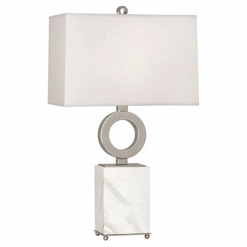 Robert Abbey Lighting S405 Oculus Lamp Antique Silver W/ White Marble Base Sale on Modern Lamps