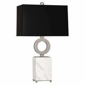 Robert Abbey Lighting S405B Oculus Lamp Antique Silver W/ White Marble Base Sale on Modern Lamps