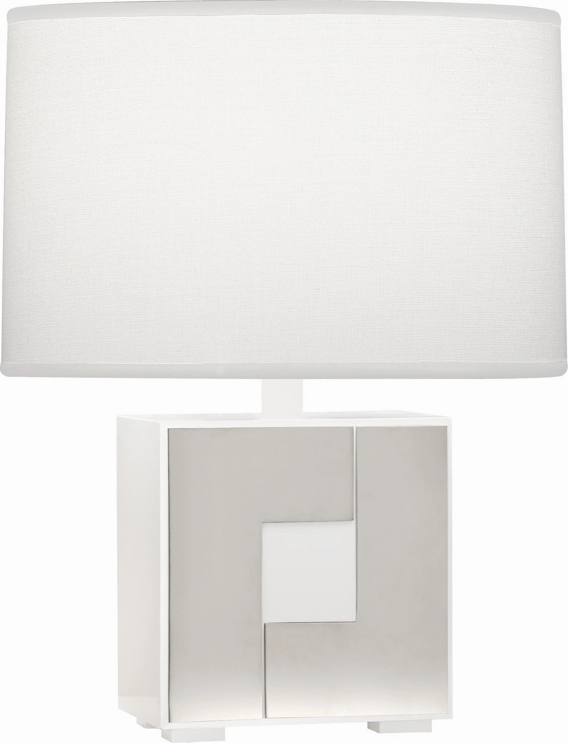 Robert Abbey Lighting WH578 Blox Lamp White Enamel W/ Polished Nickel Sale on Modern Lamps