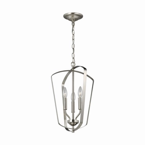 Romee Three Light Hall / Foyer Pendant Brushed Nickel Ceiling Lights Lighting best price