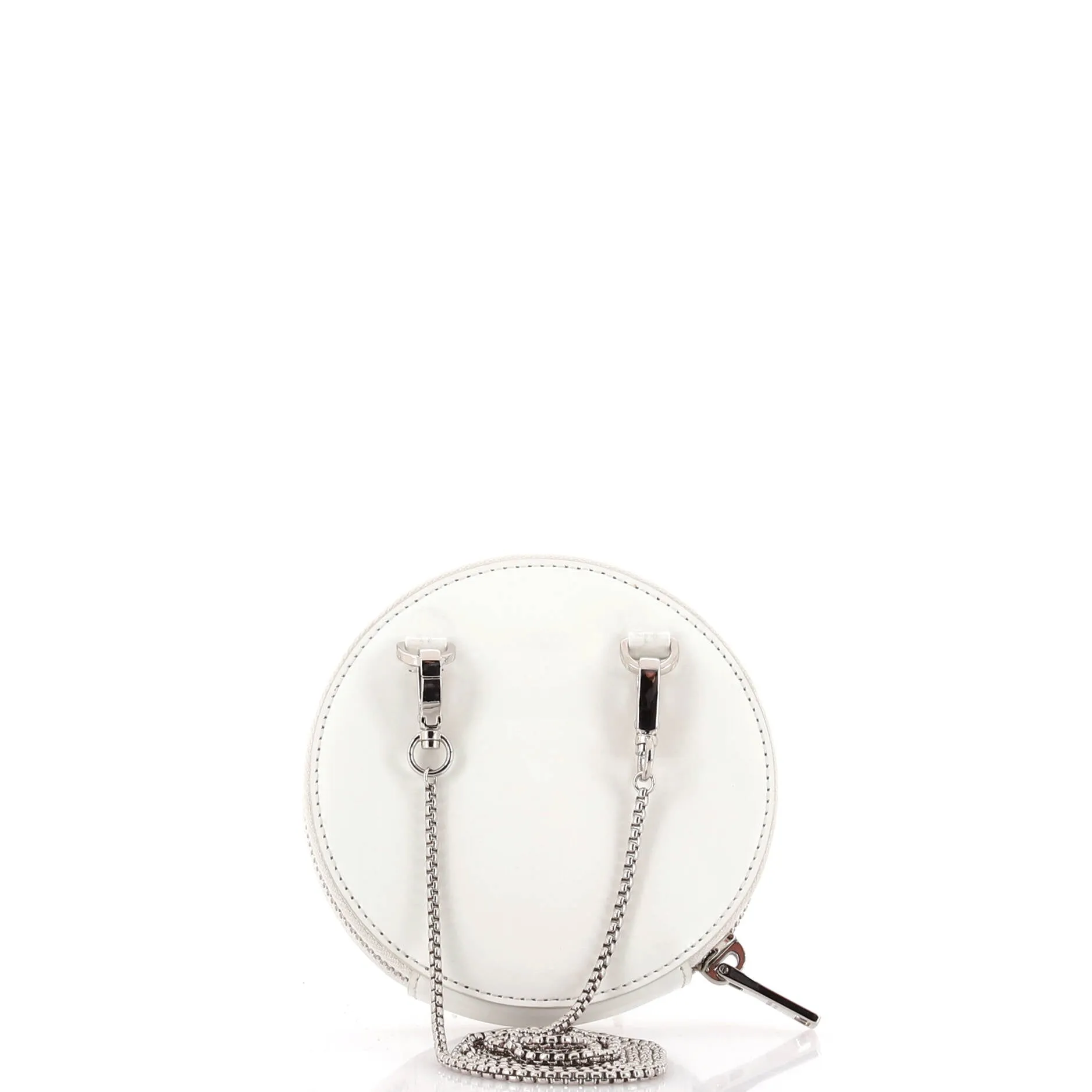Round Pouch Bag with Chain Brushed Leather Mini