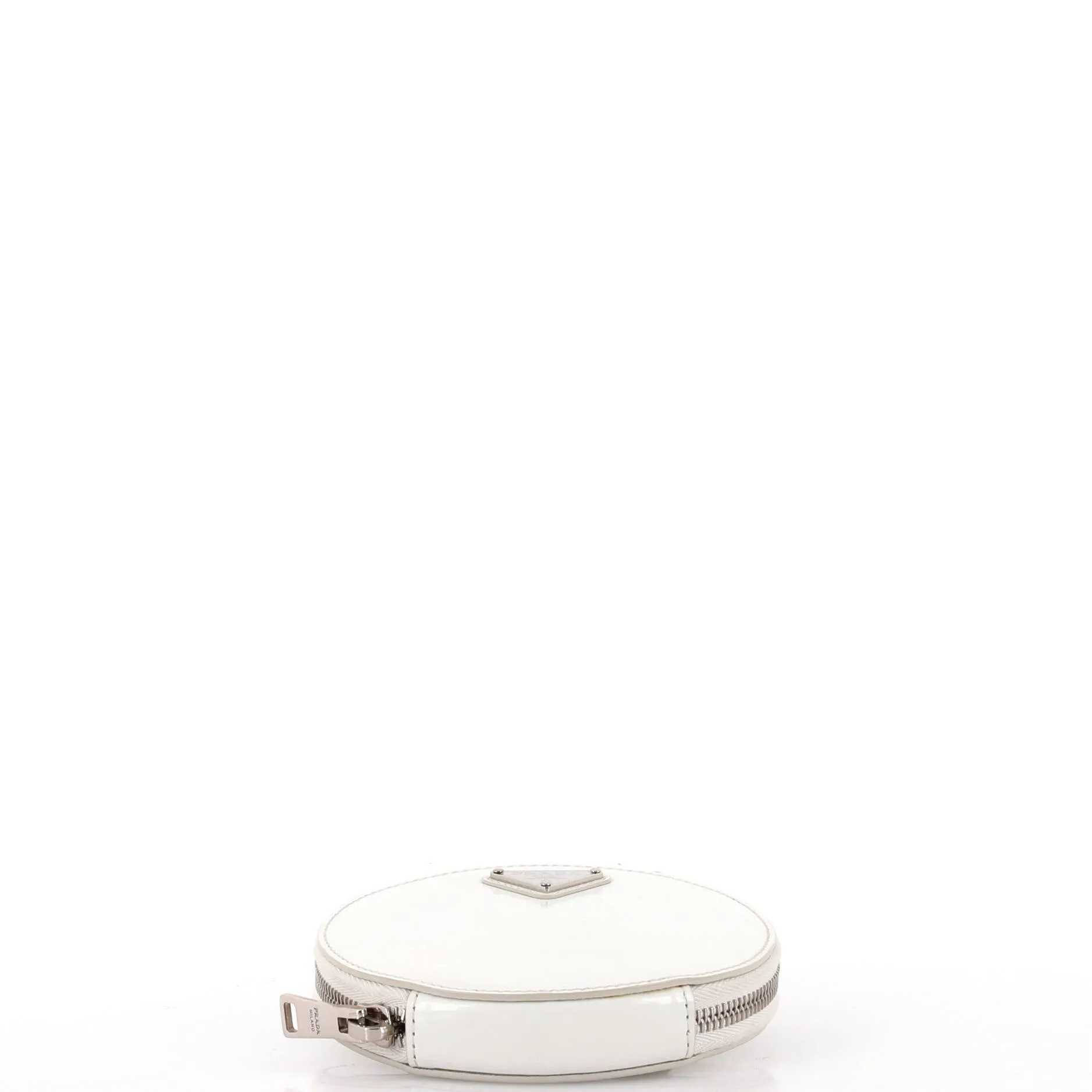 Round Pouch Bag with Chain Brushed Leather Mini