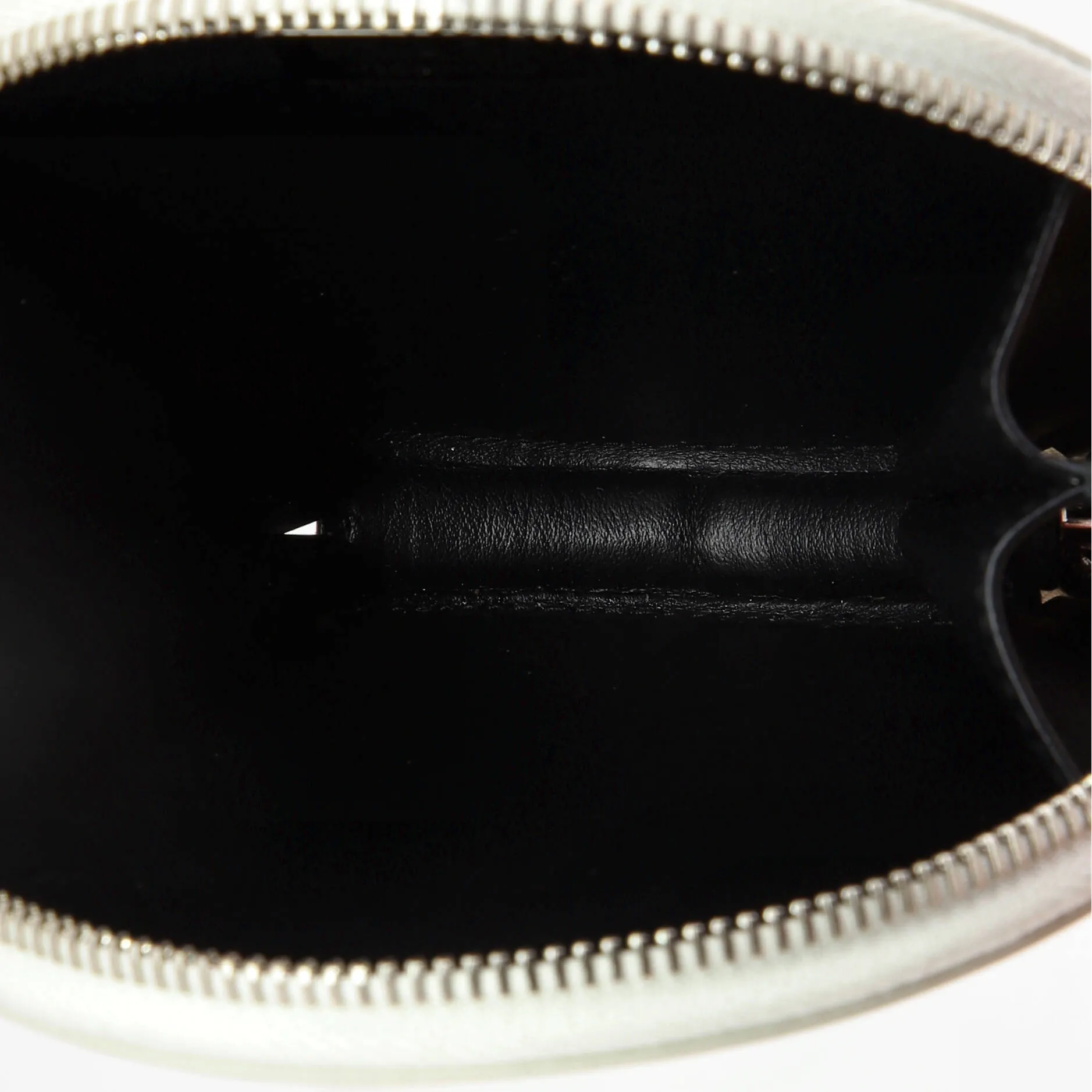 Round Pouch Bag with Chain Brushed Leather Mini