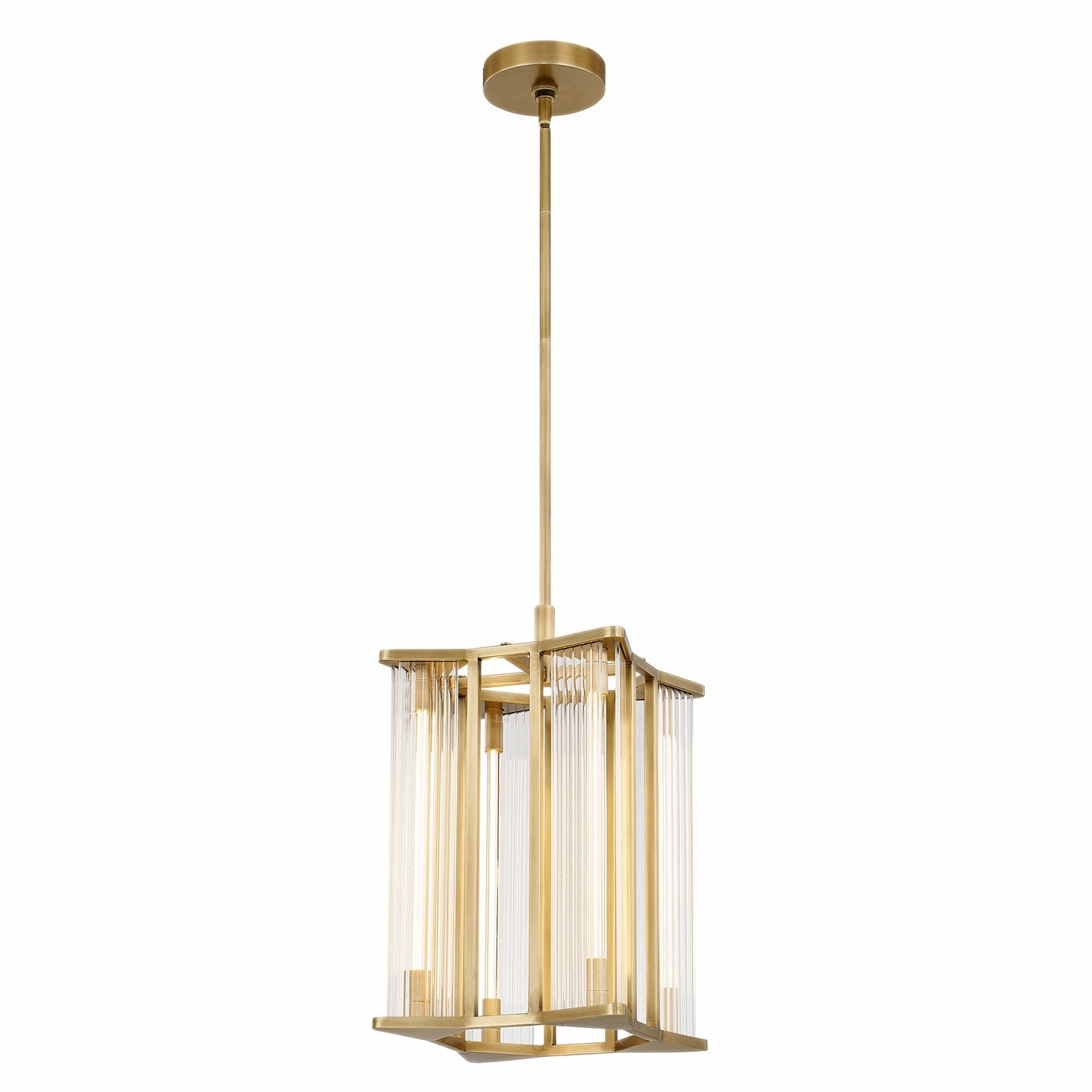 Sabre LED Pendant Ribbed Glass/Vintage Brass Designer Ceiling Lights for less