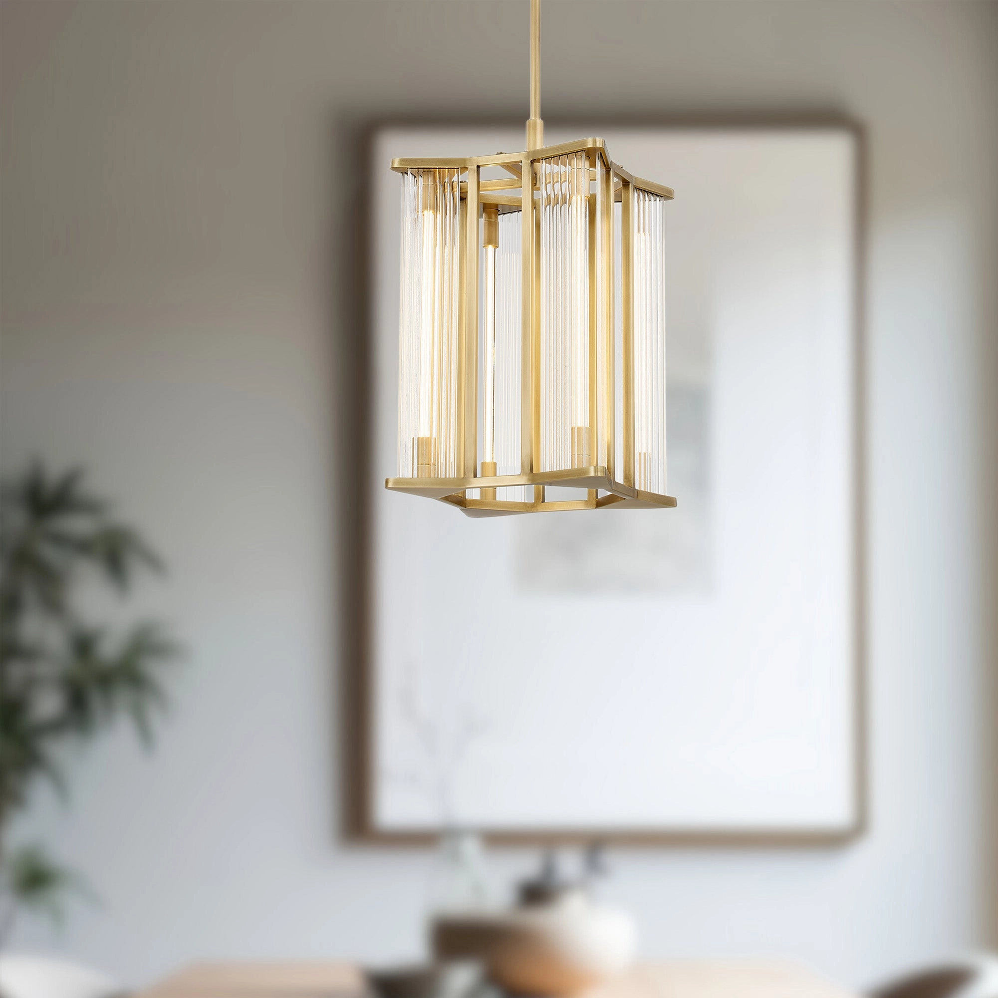 Sabre LED Pendant Ribbed Glass/Vintage Brass Designer Ceiling Lights for less