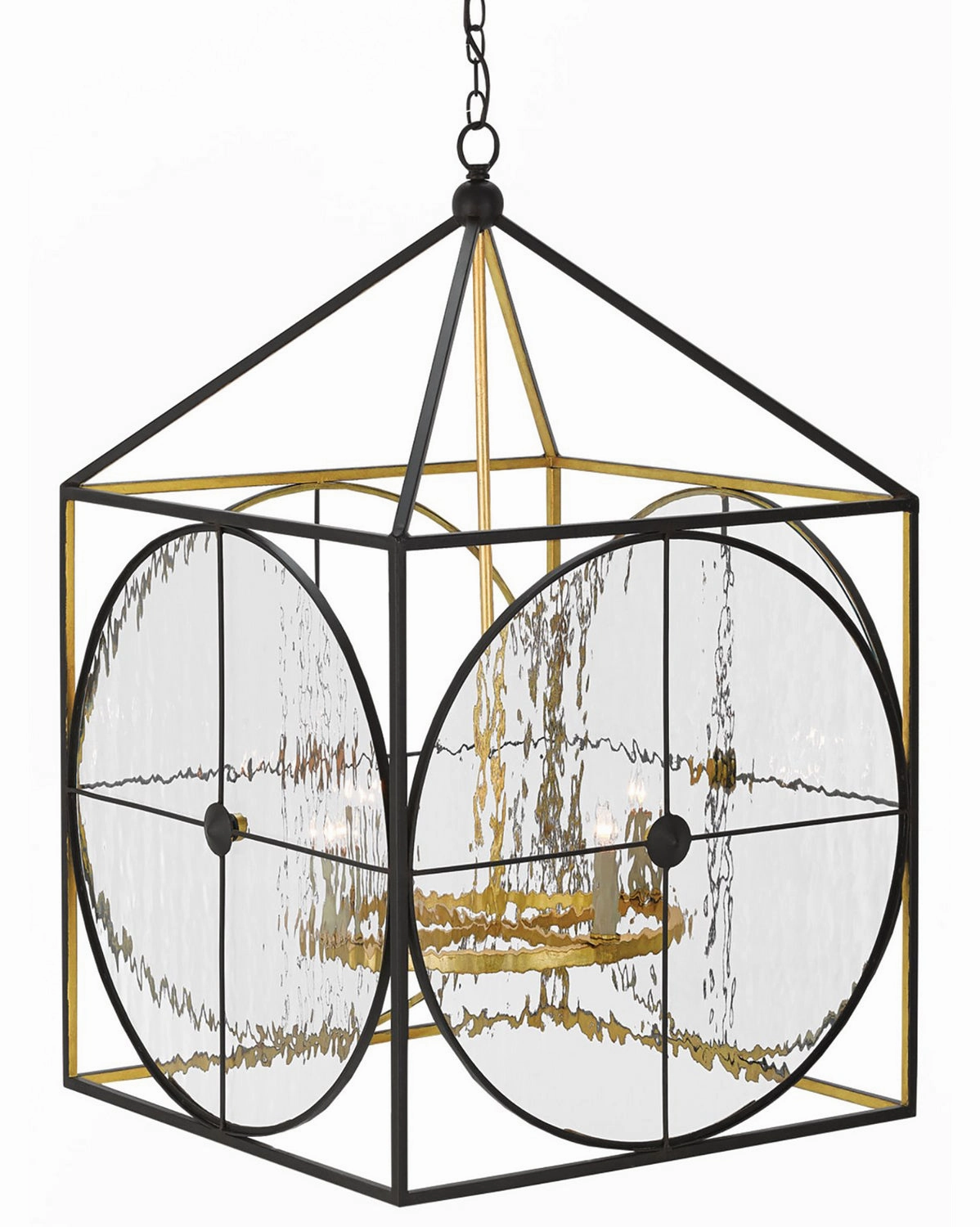 Sagamore Lantern Four Light Lantern Satin Black/Contemporary Gold Ceiling Lights Lighting outlet store