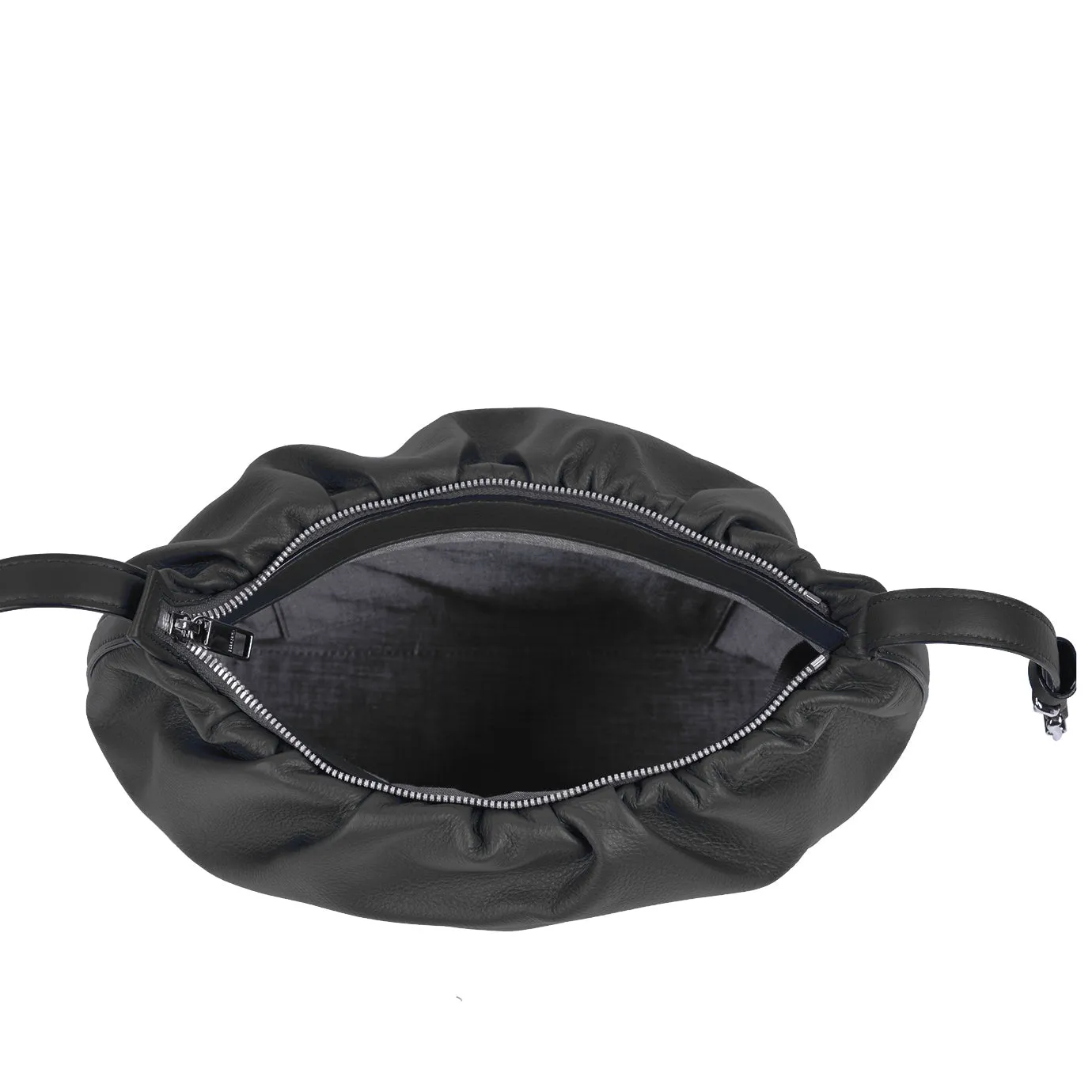 Scrunchie Zip Shoulder Bag - Black