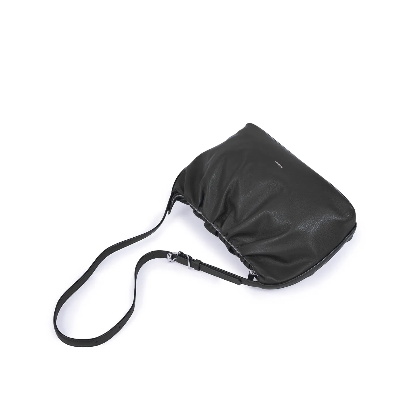 Scrunchie Zip Shoulder Bag - Black