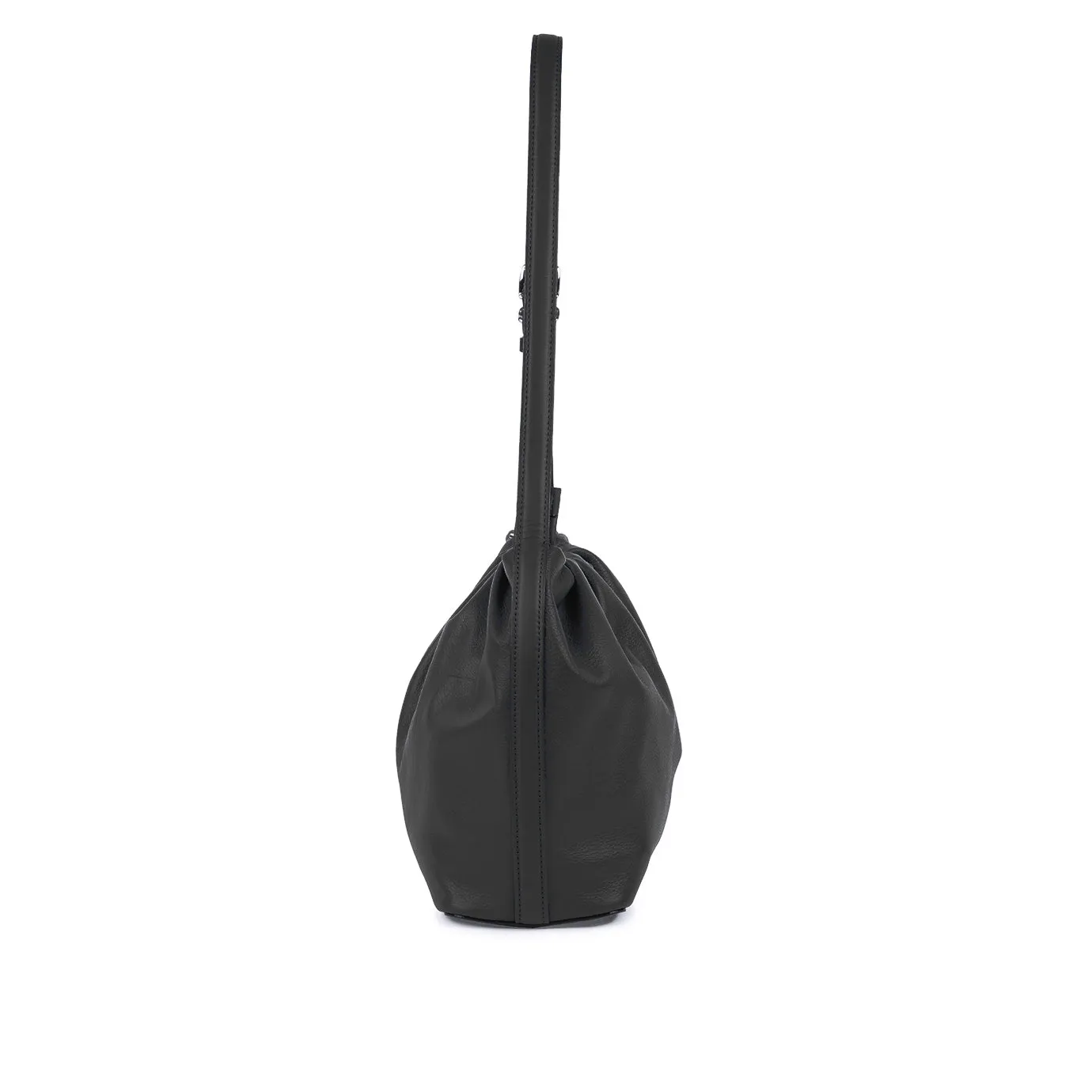Scrunchie Zip Shoulder Bag - Black