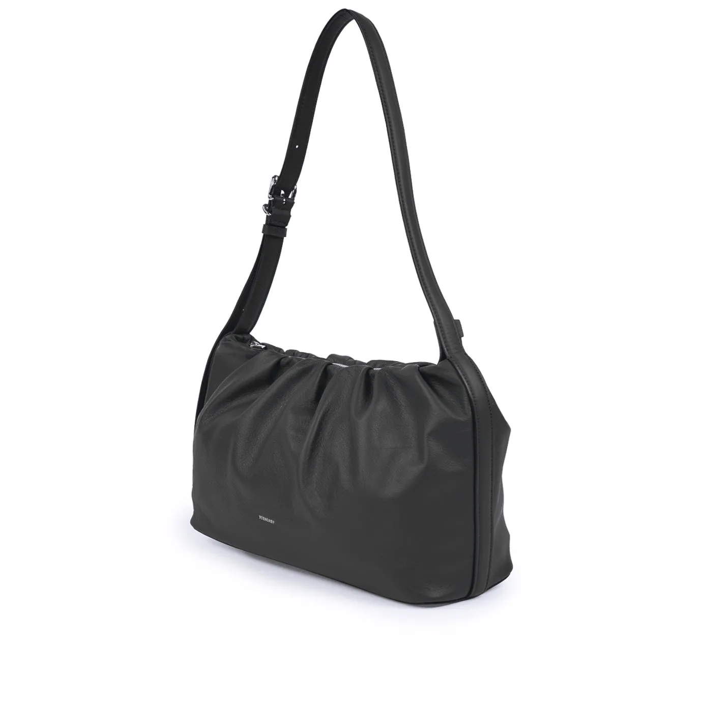 Scrunchie Zip Shoulder Bag - Black