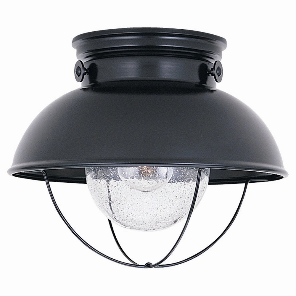 Sebring One Light Outdoor Flush Mount Black Outdoor Ceiling Mount Lighting hot sale