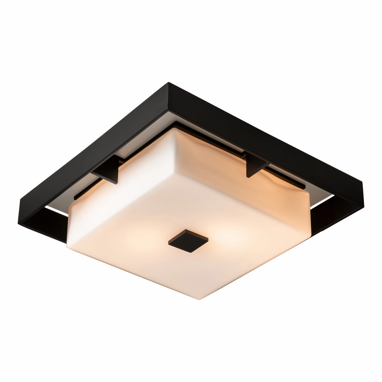 Shadow Box Two Light Outdoor Flush Mount Coastal Black Waterproof Outdoor Ceiling Mount sale