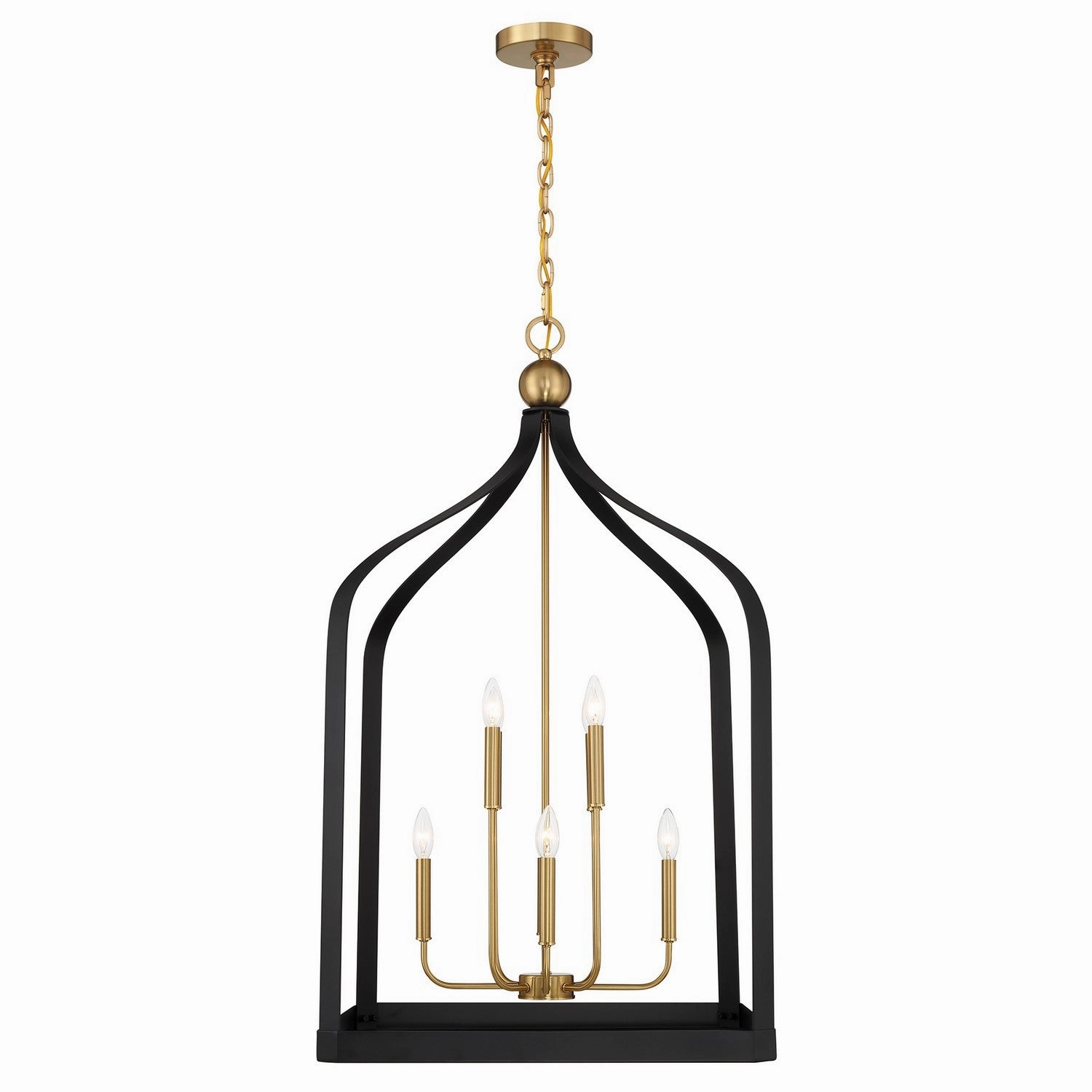 Sheffield Eight Light Pendant Matte Black with Warm Brass Designer Ceiling Lights for less