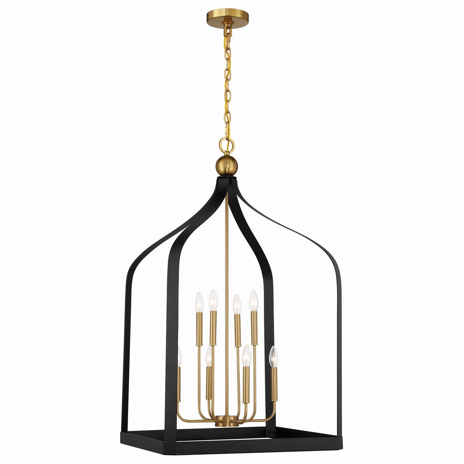 Sheffield Eight Light Pendant Matte Black with Warm Brass Ceiling Lights Lighting outlet store