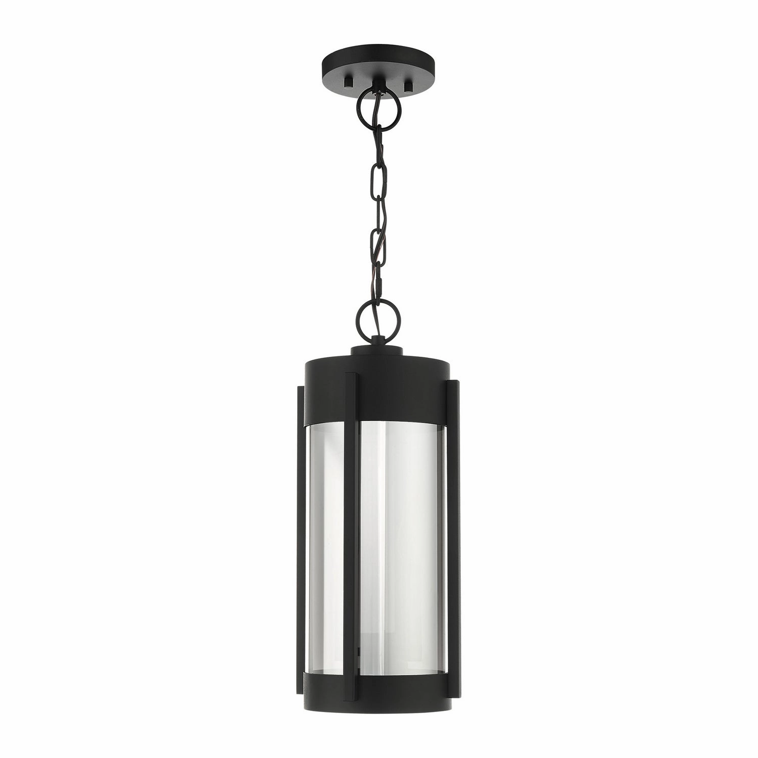 Sheridan Two Light Outdoor Pendant Black w/ Brushed Nickels Modern Outdoor Hanging Lights