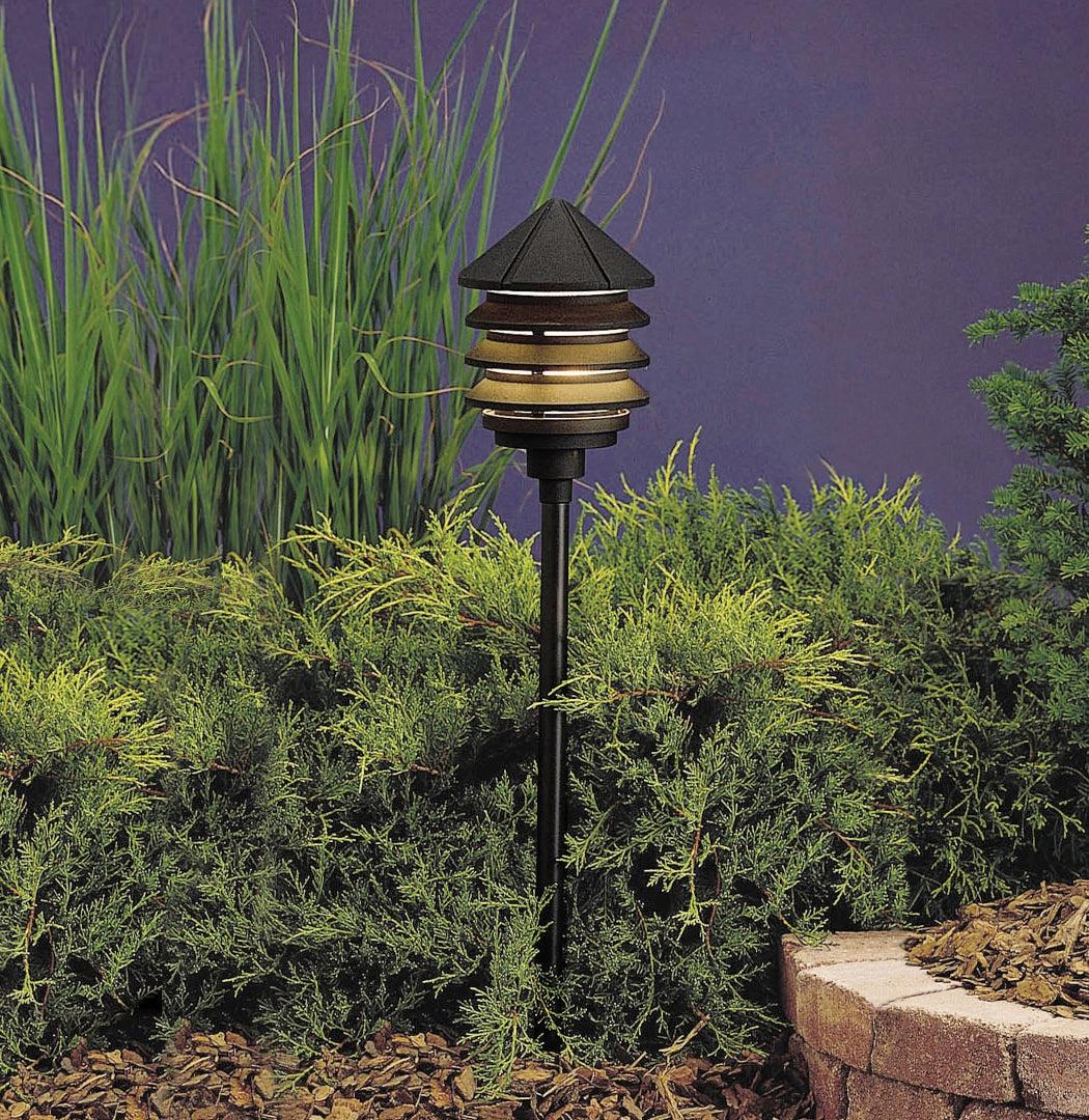 Six Groove One Light Path & Spread Textured Black Outdoor Path Lights Lighting buy now