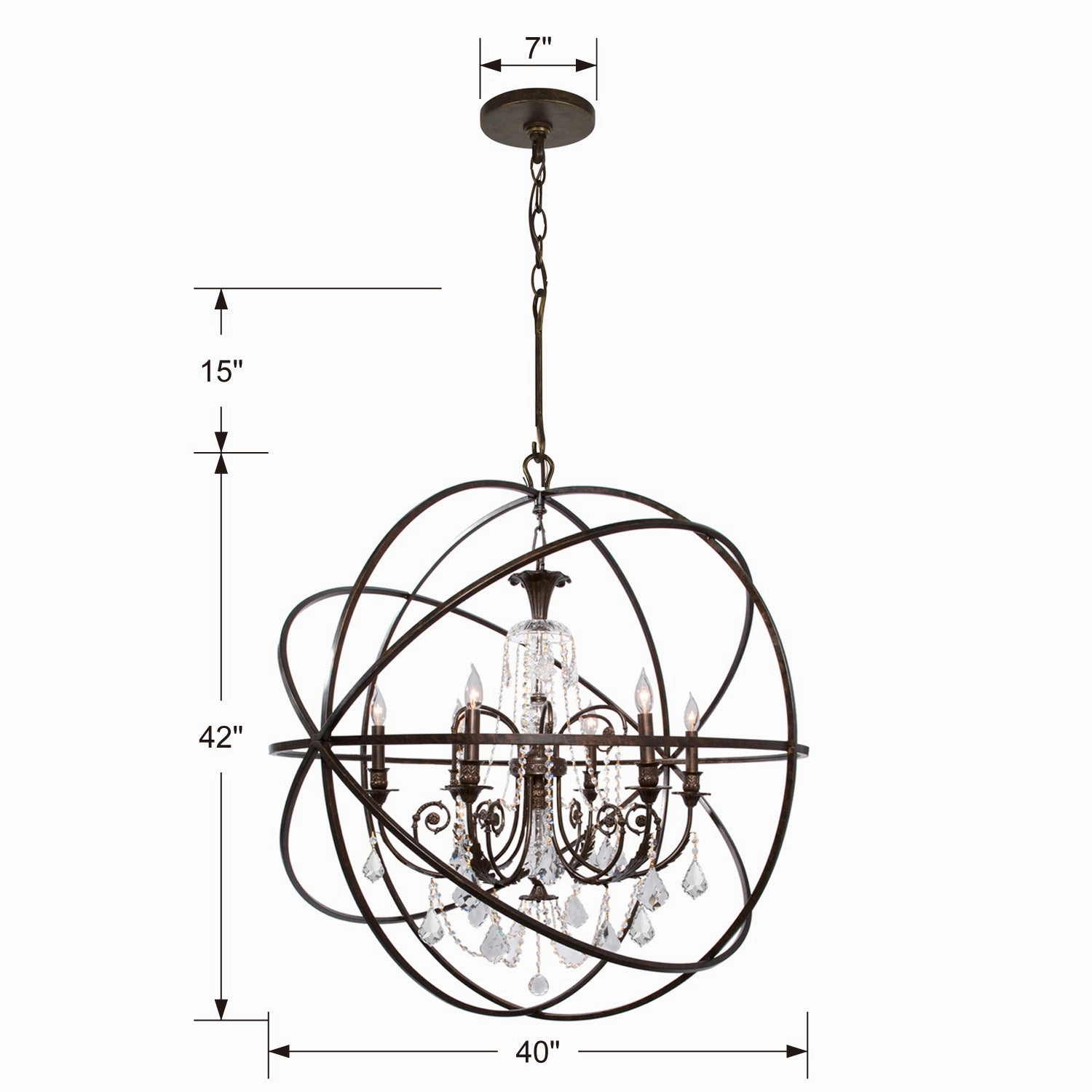 Solaris Six Light Chandelier English Bronze Designer Ceiling Lights for less