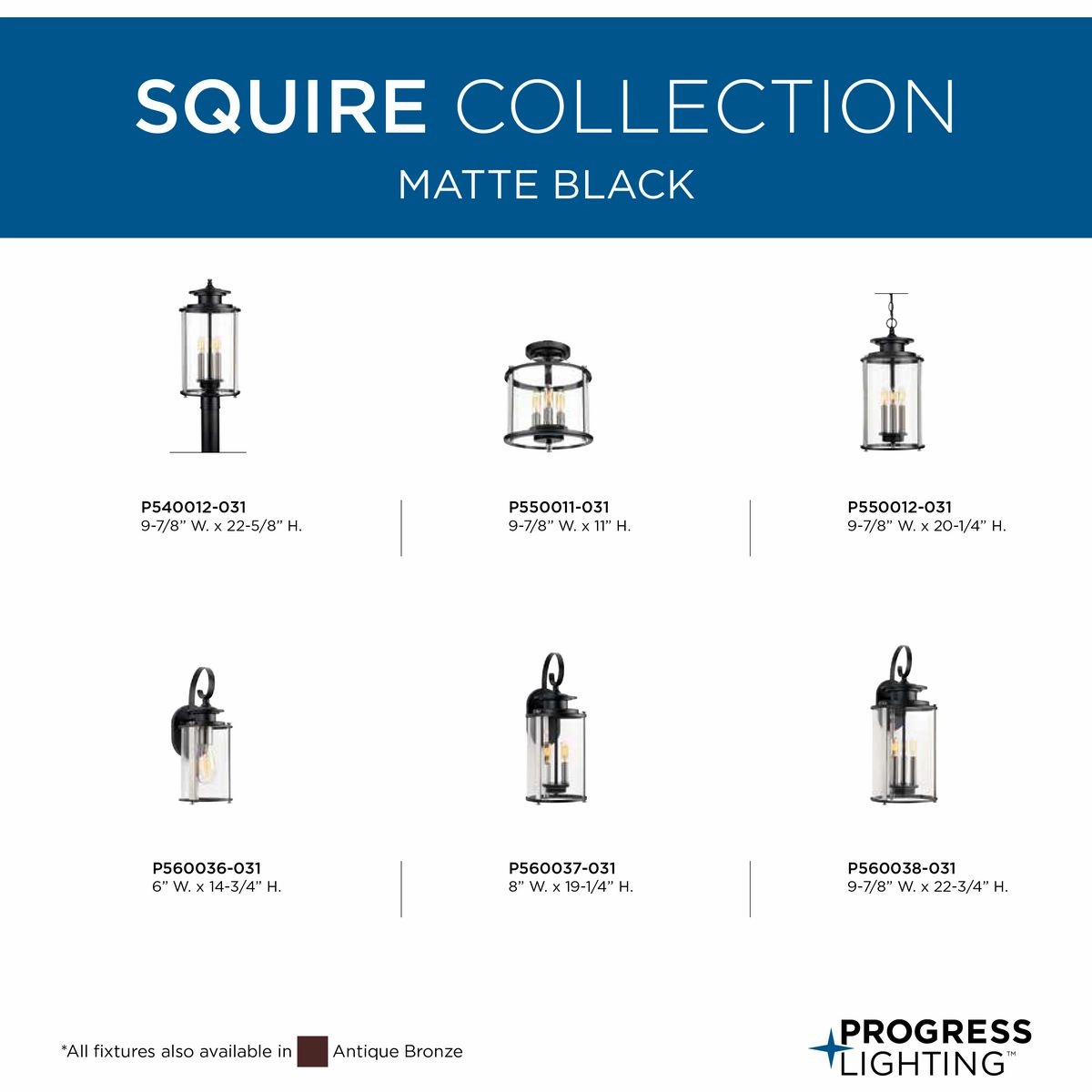 Squire Three Light Semi-Flush convertible Black Flush Outdoor Ceiling Mount Lights