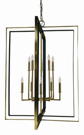 Symmetry Ten Light Foyer Chandelier Antique Brass w/Matte Black Ceiling Lights Lighting discount price